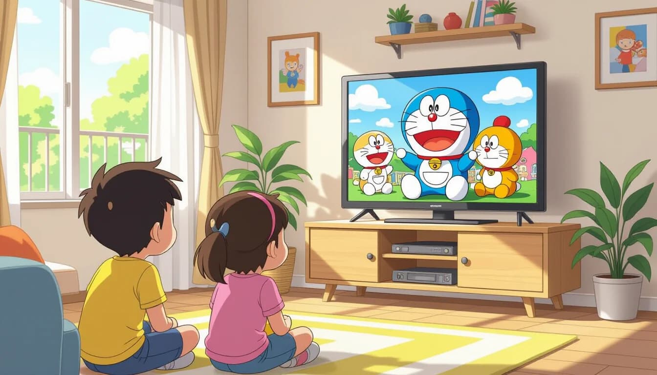 NHK for School educational programming shown on a tablet device in a Japanese home setting