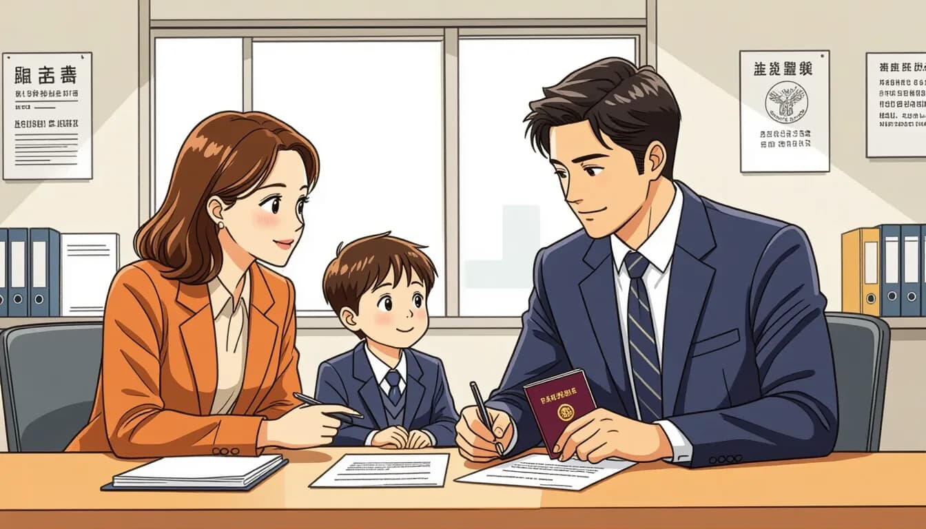 Stack of official documents including birth certificate, passport, and immigration forms