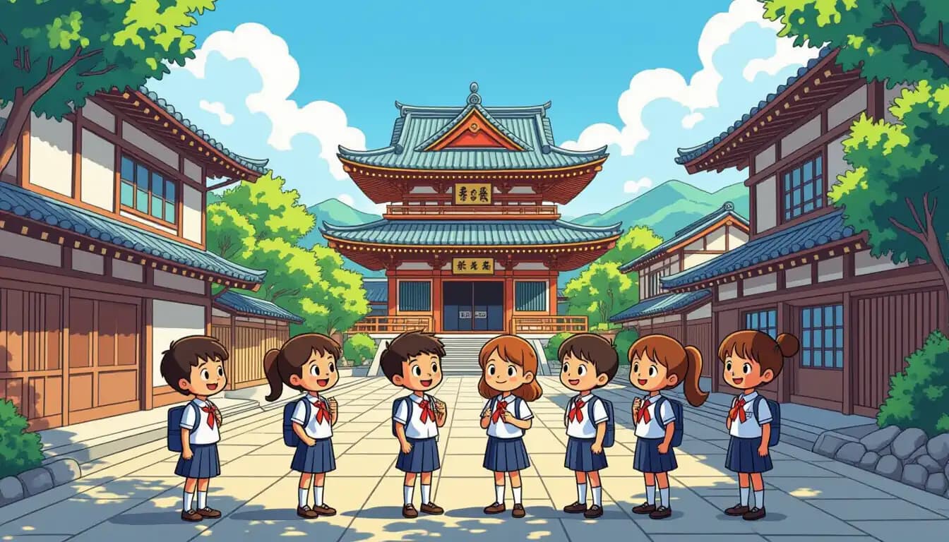 Children studying at an international school in Japan with diverse classmates