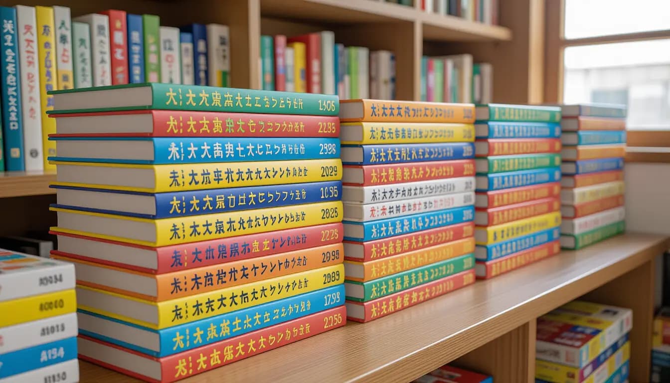 A parent and child reading a Japanese picture book together at home