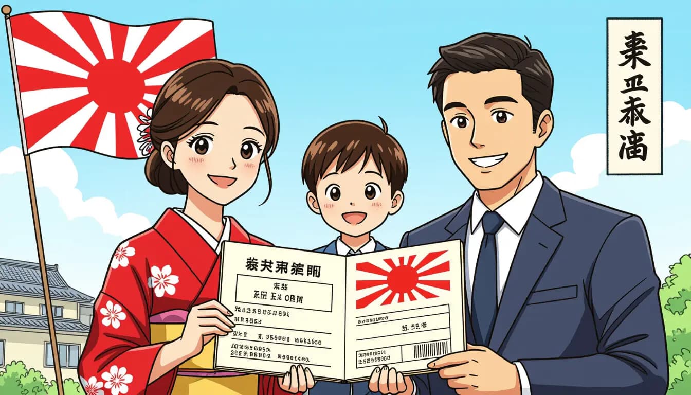 Dual citizenship documents and Japanese flag