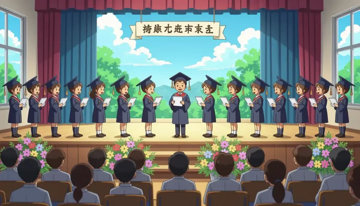 Elementary School Graduation Ceremony in Japan