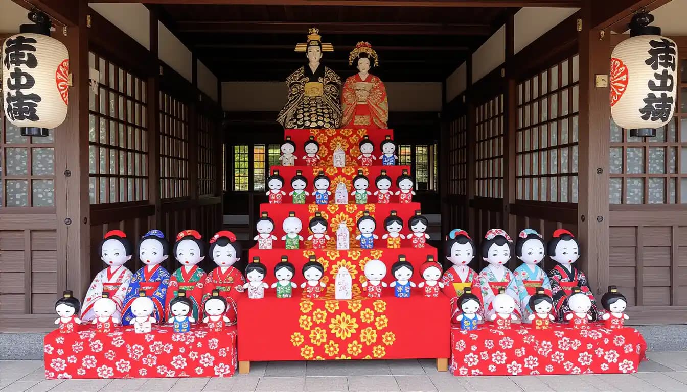 Traditional hinamatsuri foods including chirashizushi and colorful hishimochi rice cakes