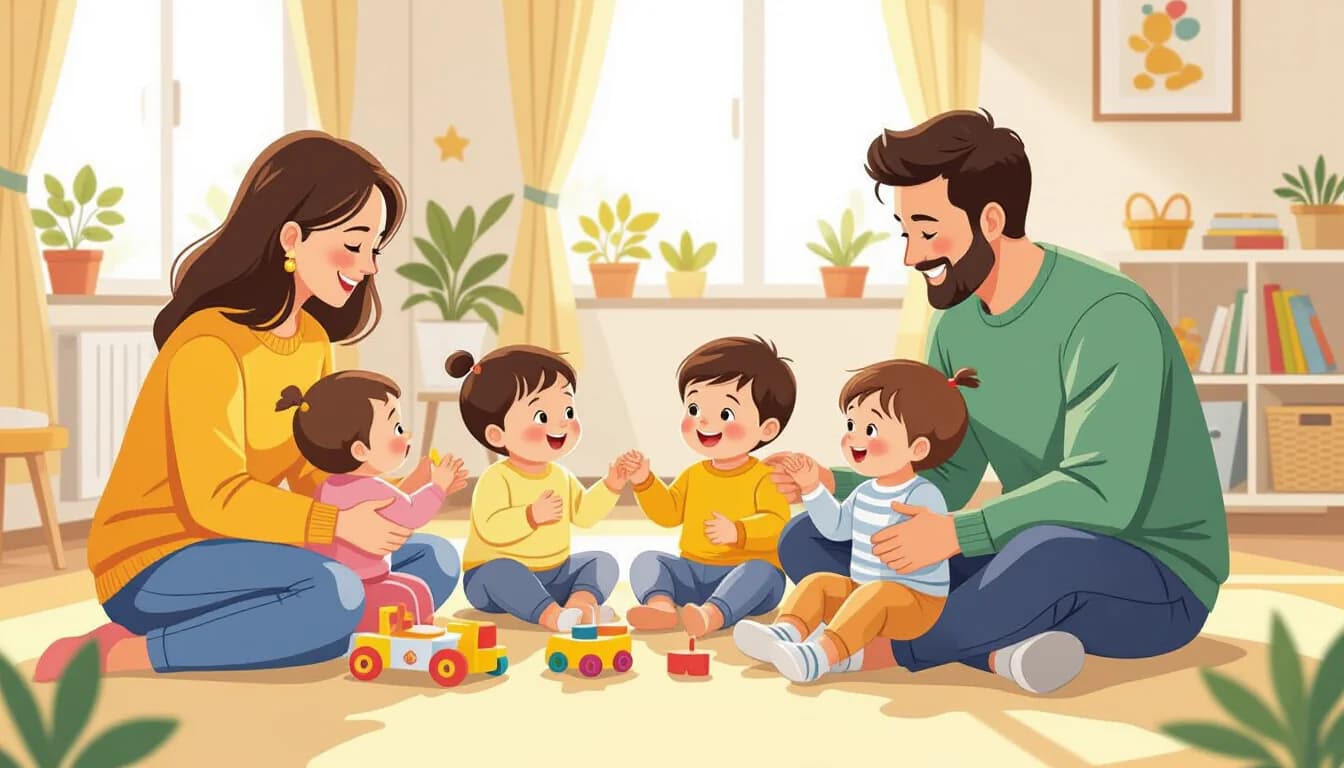 Foreign parents and babies enjoying a playgroup session in Japan