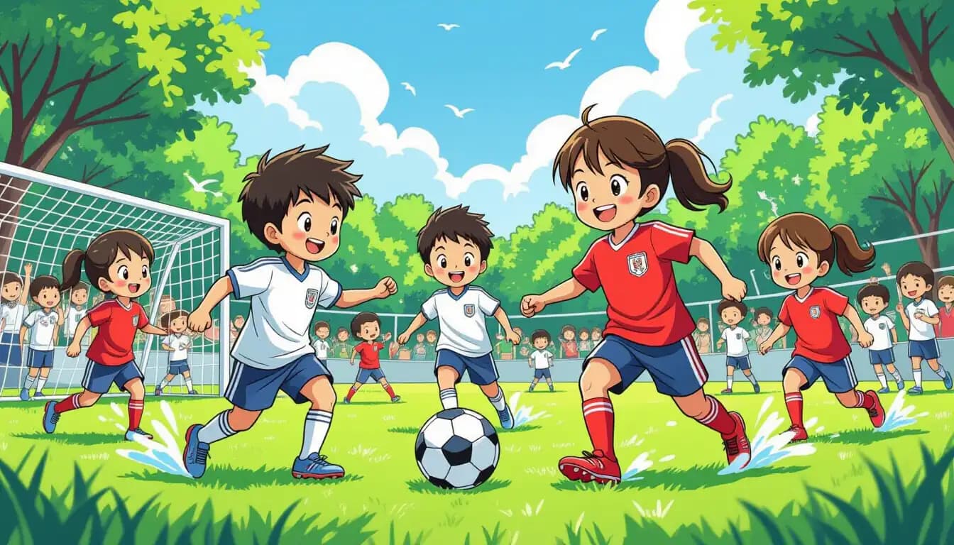 Children participating in sports activities in Japan